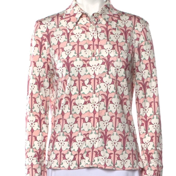 Prada/ Floral Long Sleeve Top/Shirt / Size Small - Picture 4 of 11